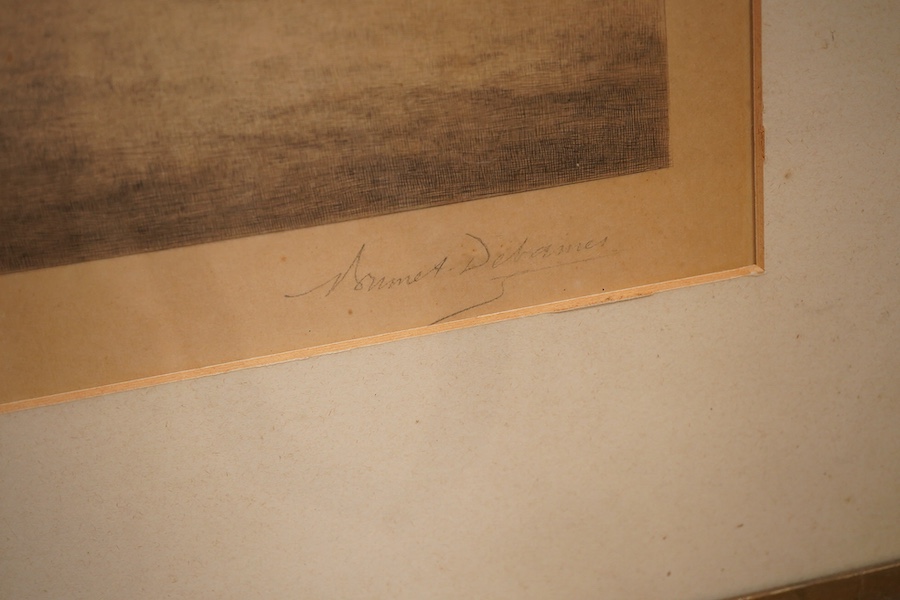 After Benjamin Williams Leader (1831-1923), Riverscape, Victorian print, together with two other prints, 48 x 81cm